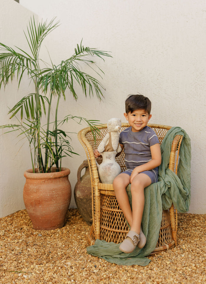 Boys Wave Knit 2 Piece Set – Blue/Ivory – Holland Collection