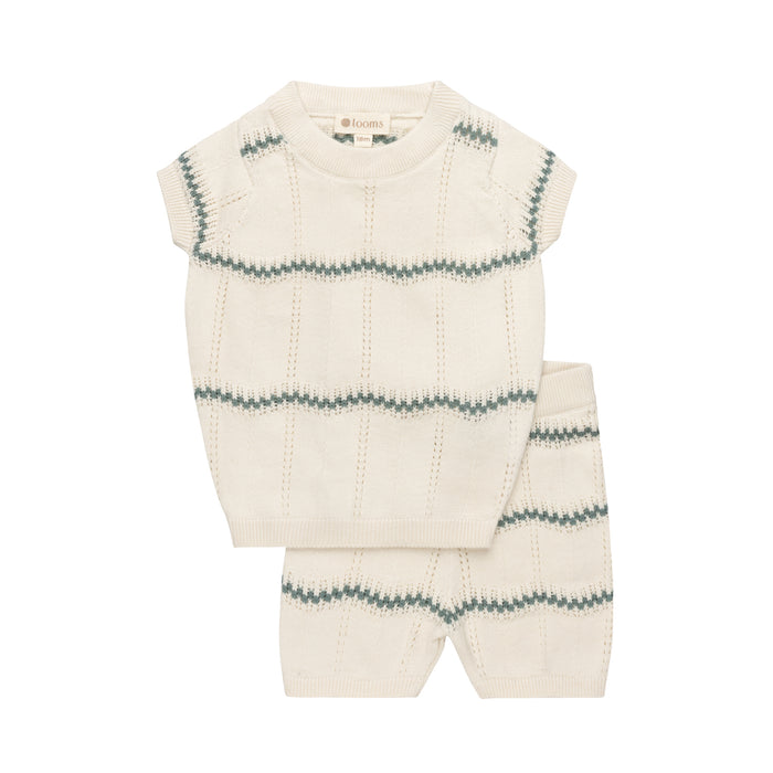 Boys Wave Knit 2 Piece Set – Ivory/Sage – Holland Collection