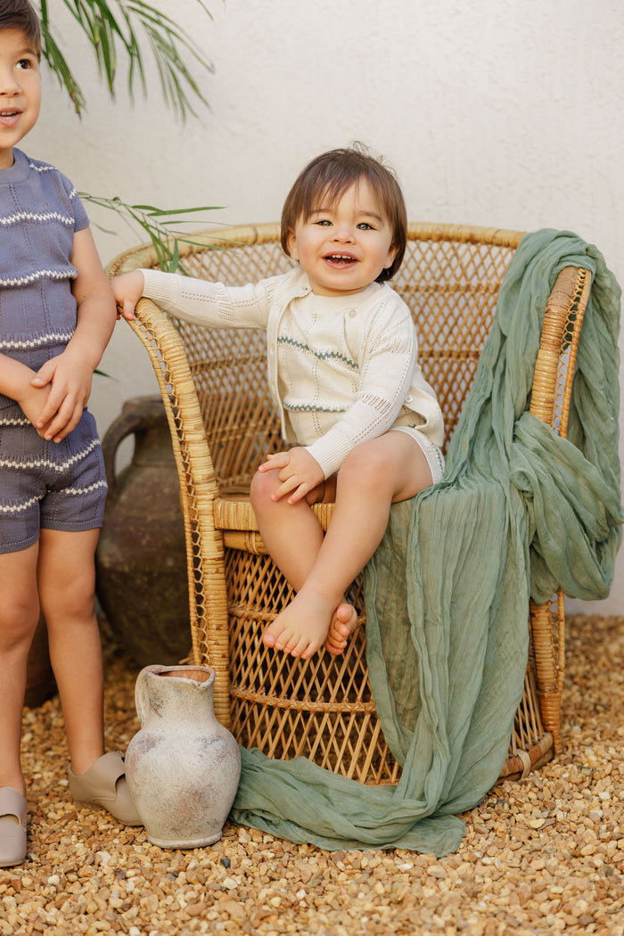 Boys Wave Knit 2 Piece Set – Ivory/Sage – Holland Collection