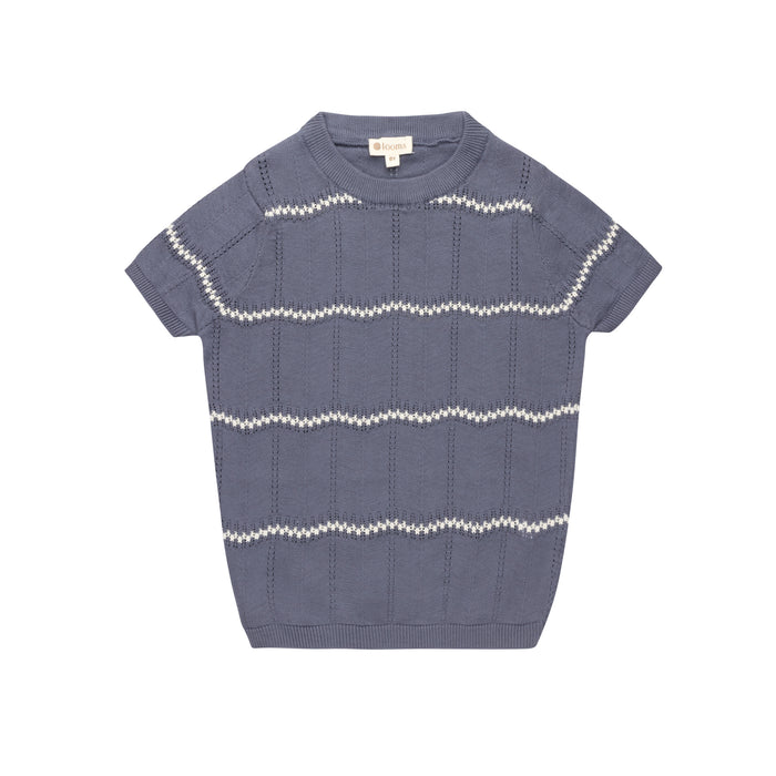 Boys Wave Knit Knit Top – Blue/Ivory – Holland Collection