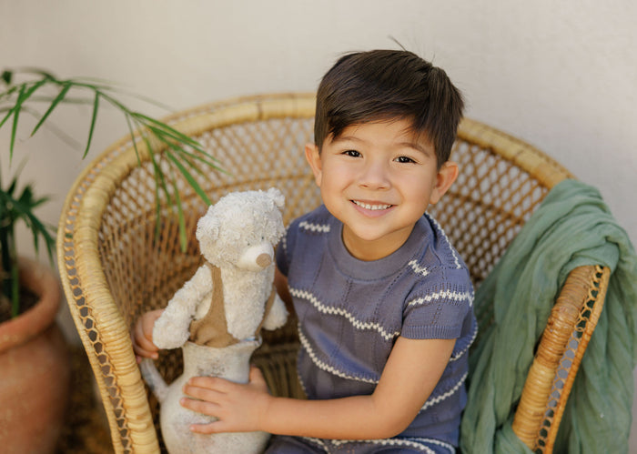 Boys Wave Knit Knit Top – Blue/Ivory – Holland Collection