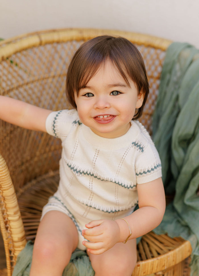 Boys Wave Knit Knit Top – Ivory/Sage – Holland Collection