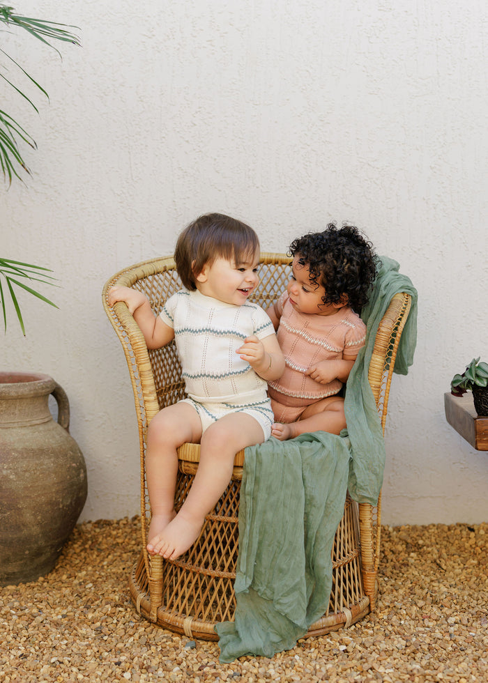 Boys Wave Knit Knit Top – Ivory/Sage – Holland Collection