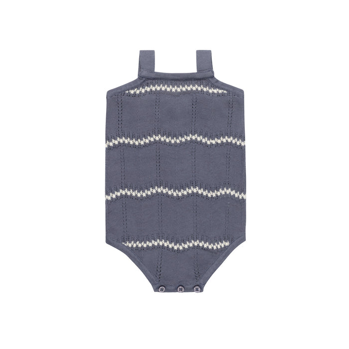 Boys Wave Knit Romper – Blue/Ivory – Holland Collection