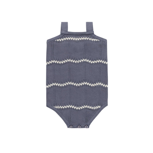 Boys Wave Knit Romper – Blue/Ivory – Holland Collection