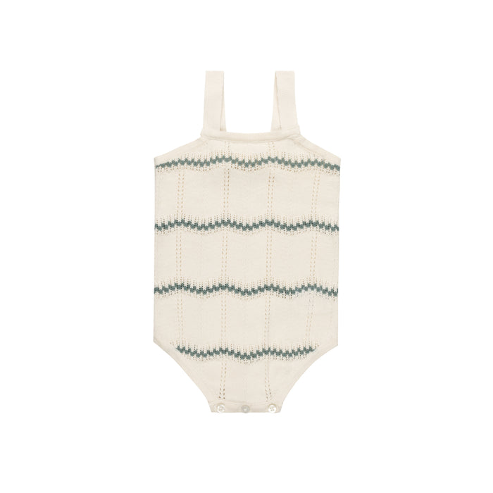 Boys Wave Knit Romper – Ivory/Sage – Holland Collection