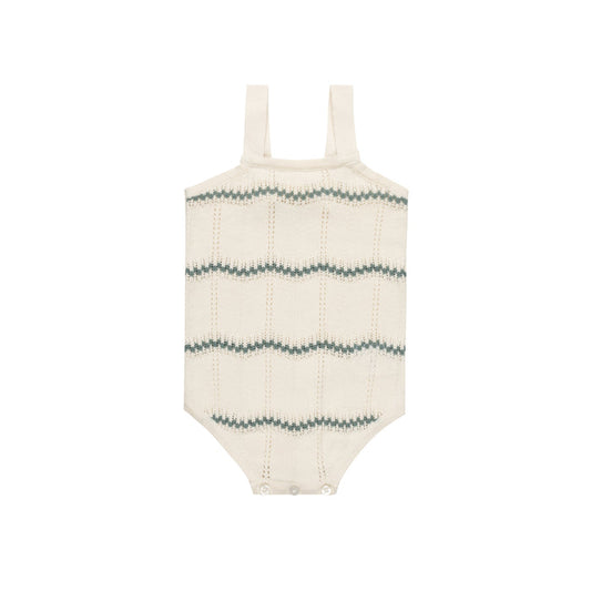 Boys Wave Knit Romper – Ivory/Sage – Holland Collection