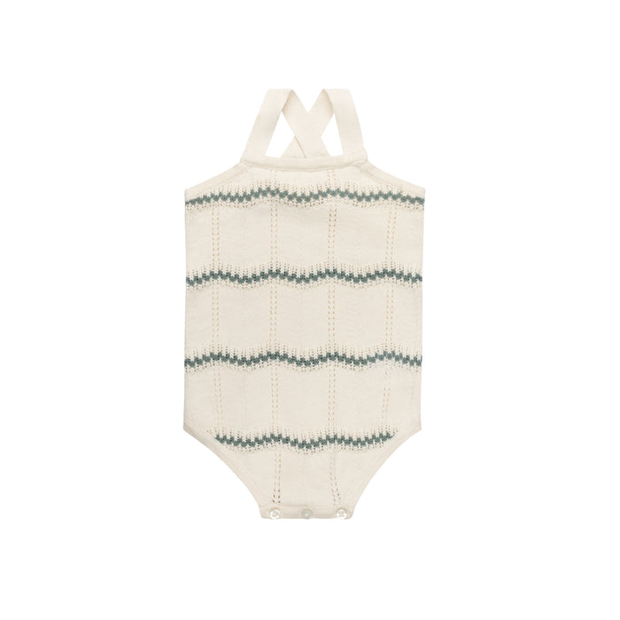 Boys Wave Knit Romper – Ivory/Sage – Holland Collection