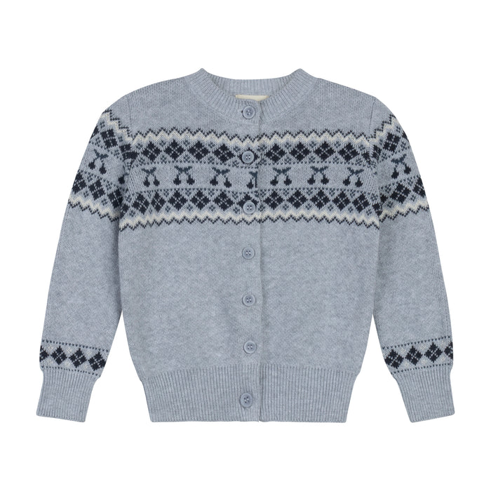 Boys/Girls Cardigan – Grey / Blue – Fair Isle