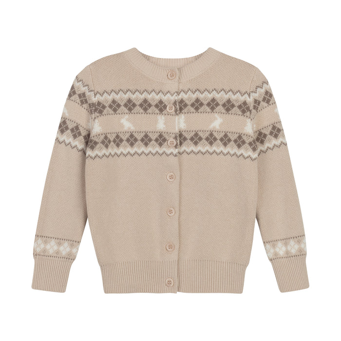 Boys/Girls Cardigan – Taupe – Fair Isle