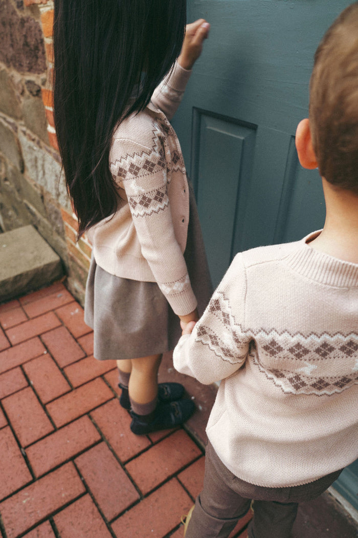 Boys/Girls Cardigan – Taupe – Fair Isle