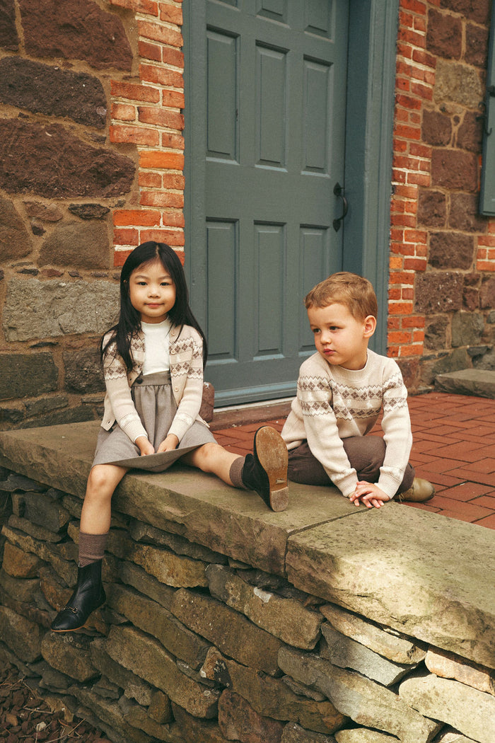 Boys/Girls Cardigan – Taupe – Fair Isle