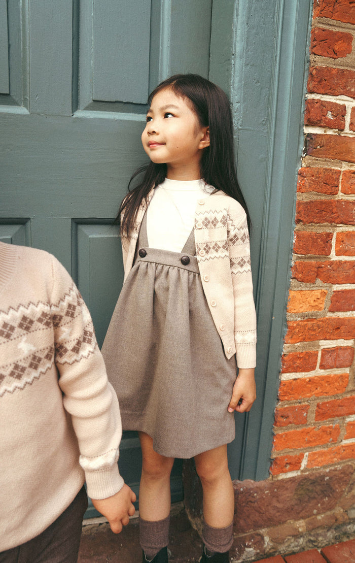 Boys/Girls Cardigan – Taupe – Fair Isle