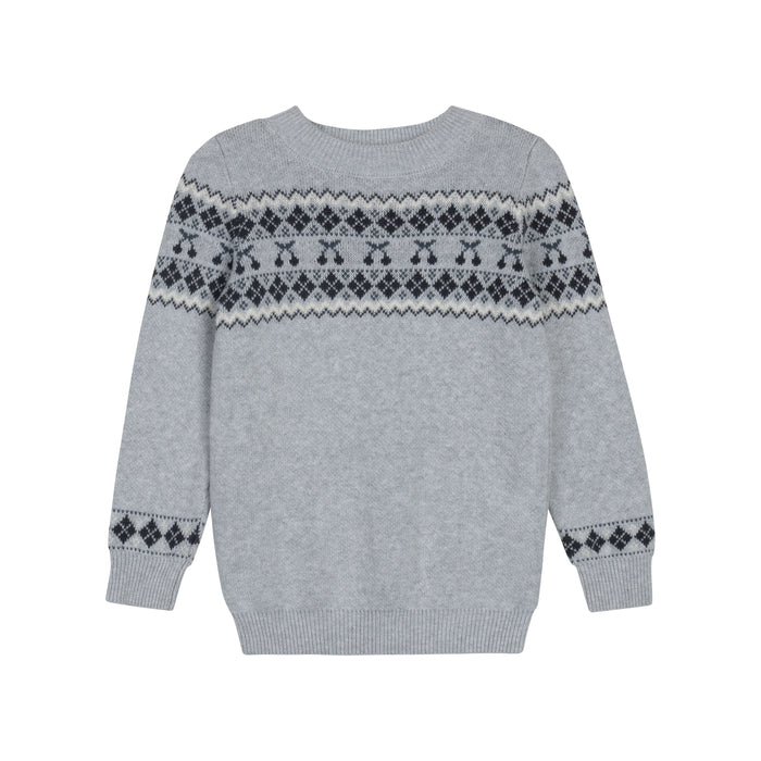 Boys/Girls Pullover Sweater – Grey / Blue – Fair Isle