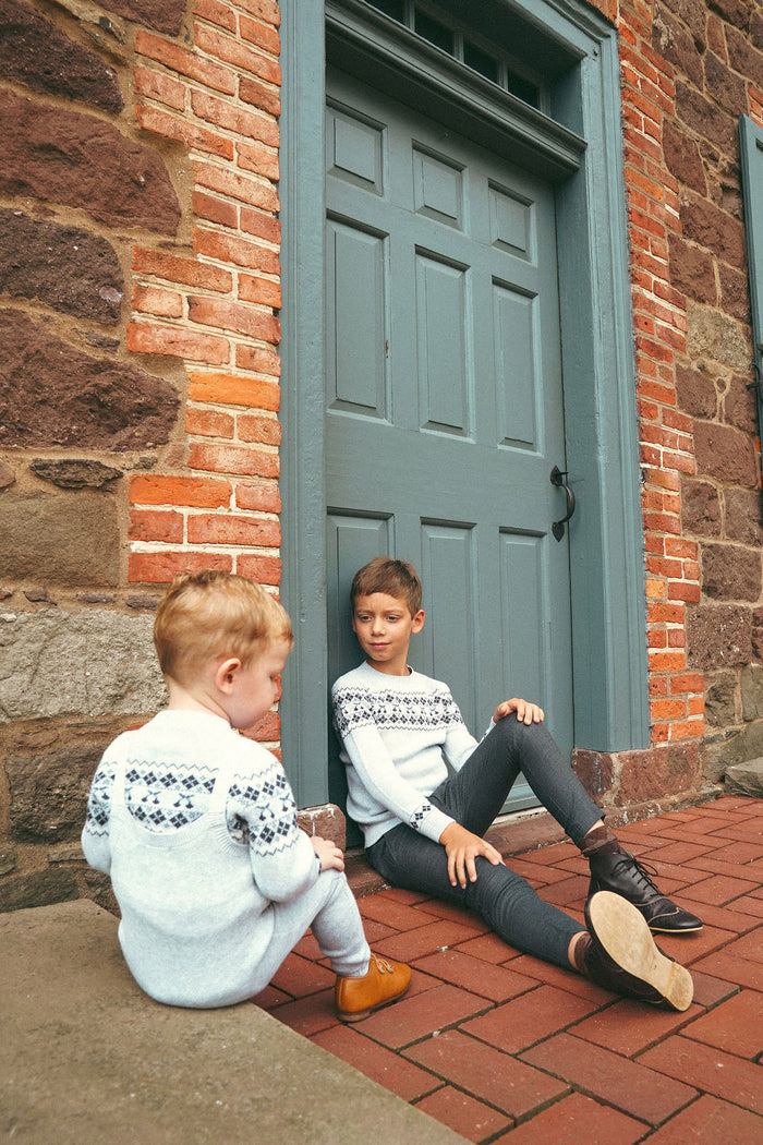 Boys/Girls Pullover Sweater – Grey / Blue – Fair Isle
