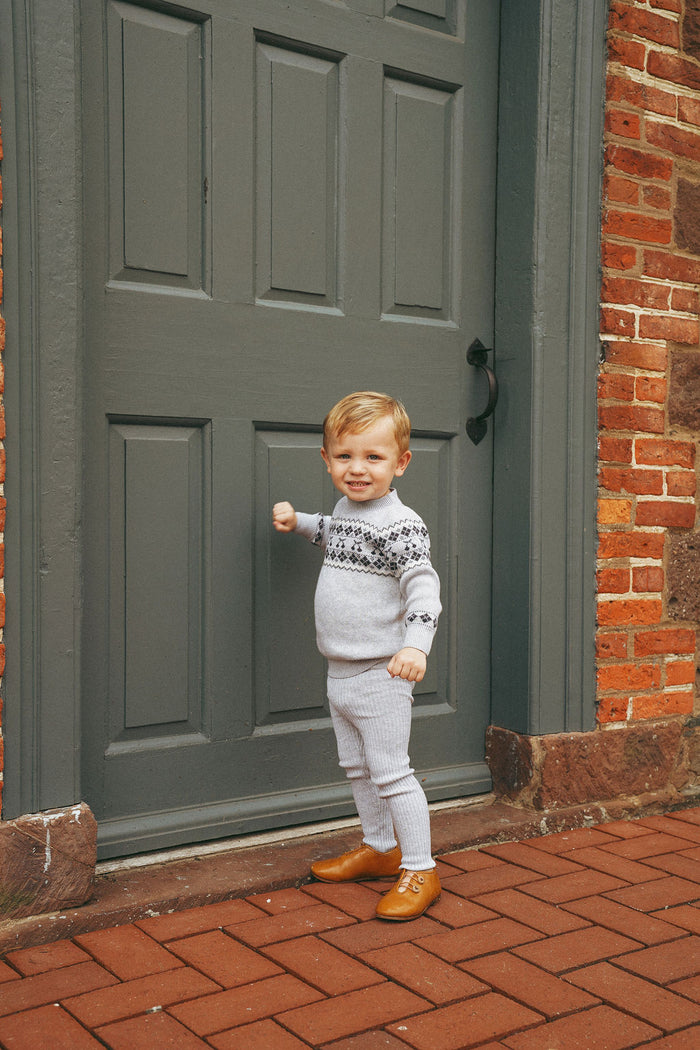 Boys/Girls Pullover Sweater – Grey / Blue – Fair Isle
