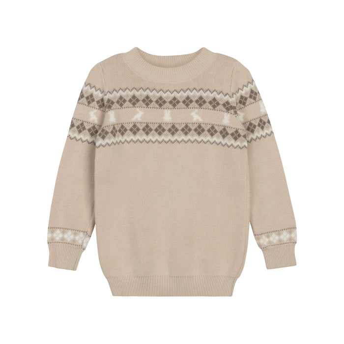 Boys/Girls Pullover Sweater – Taupe – Fair Isle