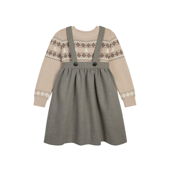 Boys/Girls Pullover Sweater – Taupe – Fair Isle