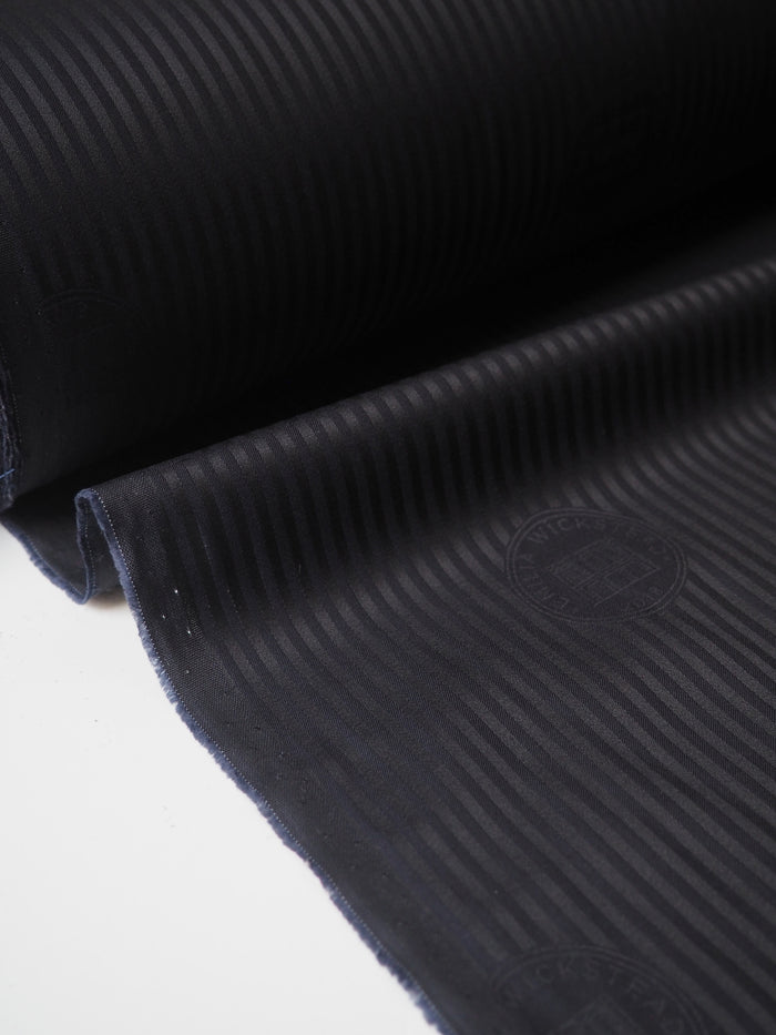 Branded Navy + Black Stripe Viscose Lining