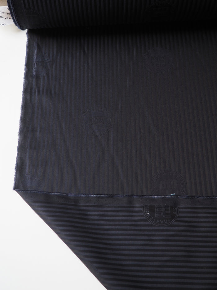 Branded Navy + Black Stripe Viscose Lining