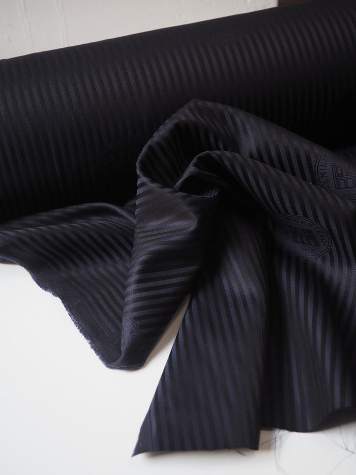 Branded Navy + Black Stripe Viscose Lining
