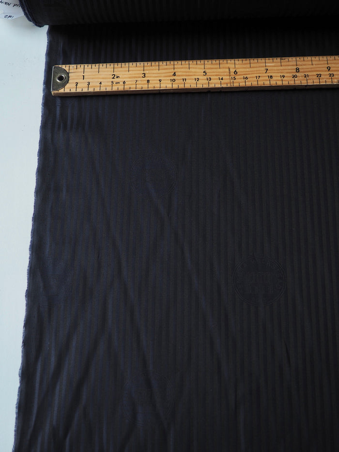 Branded Navy + Black Stripe Viscose Lining