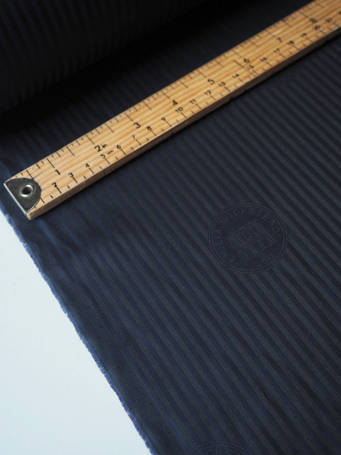Branded Navy + Black Stripe Viscose Lining