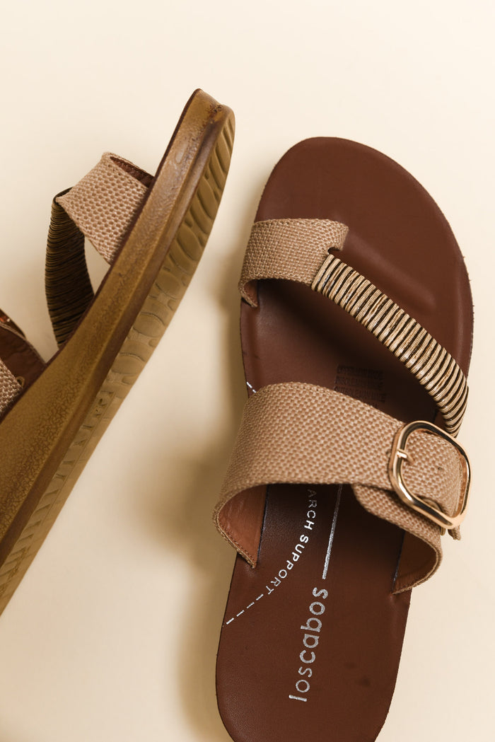 Bria Caramel Raffia Slide