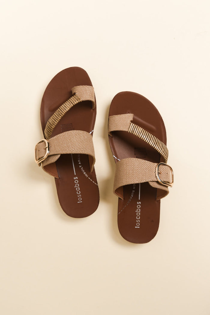 Bria Caramel Raffia Slide