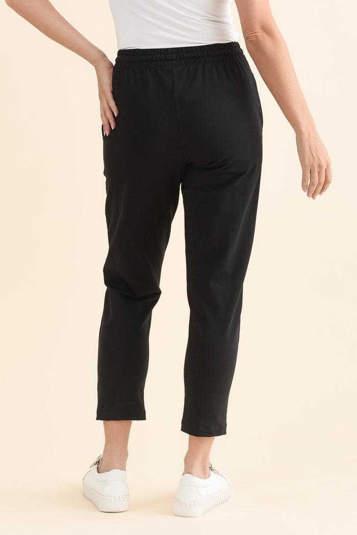 Briar Black Cotton Cropped Sweatpants