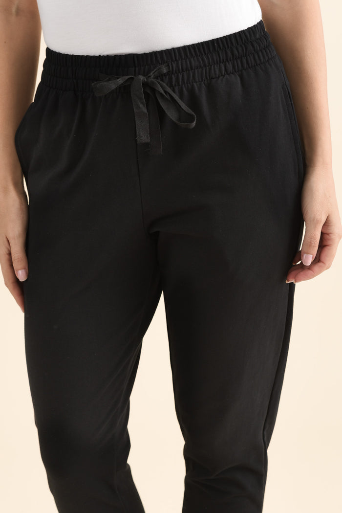 Briar Black Cotton Cropped Sweatpants