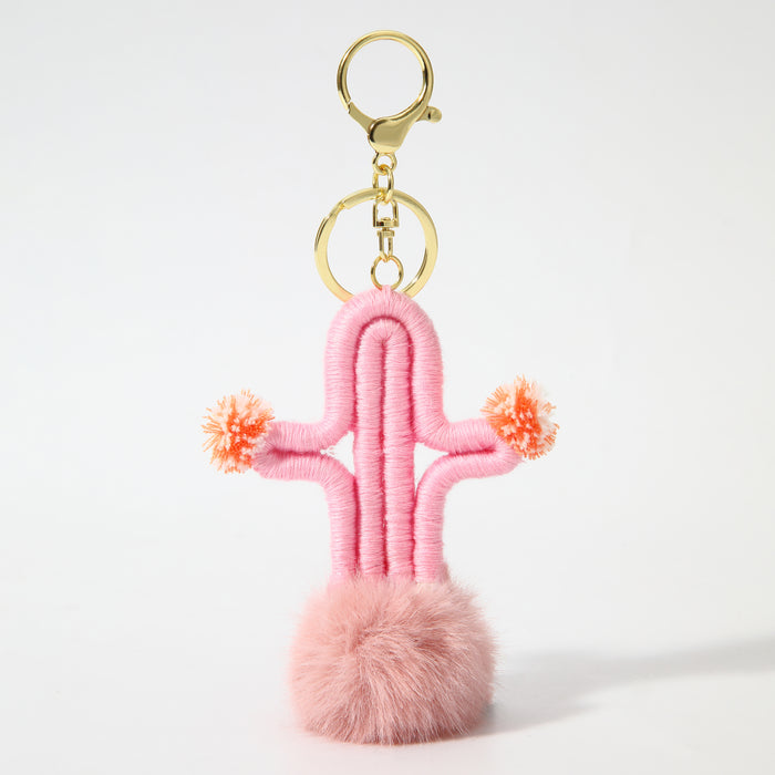 Cactus Bag Charm Light Pink