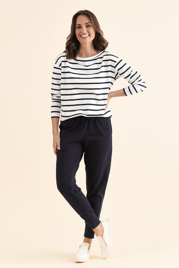 Calvin White Stripe Cotton Long Sleeve Tee
