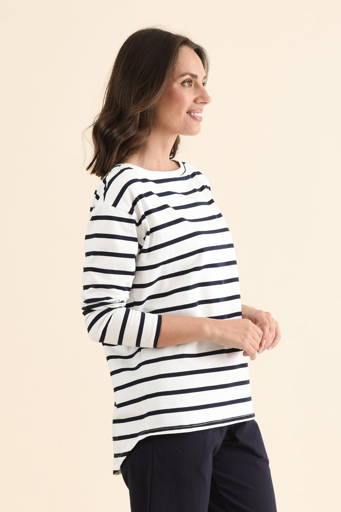 Calvin White Stripe Cotton Long Sleeve Tee