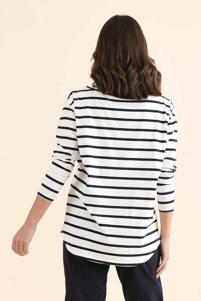 Calvin White Stripe Cotton Long Sleeve Tee