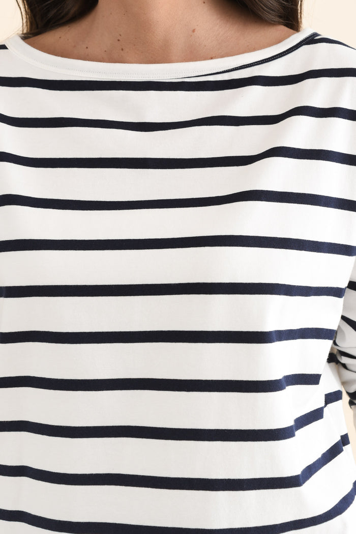 Calvin White Stripe Cotton Long Sleeve Tee