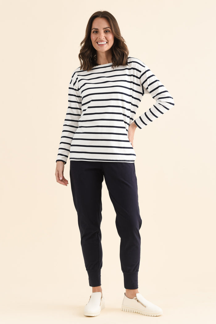 Calvin White Stripe Cotton Long Sleeve Tee