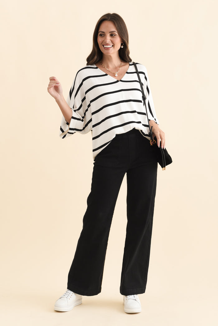 Carpenter Black Stretch Jeans,Brunette model,alt text|model:MJ