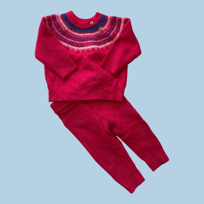 cat&jack pink knit set 6-9m
