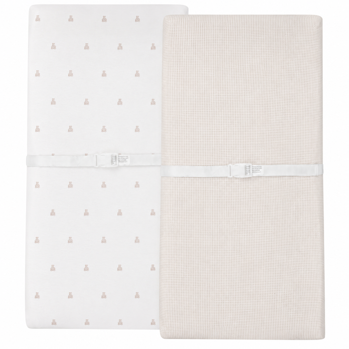Changing Pad Cover | Cradle Sheet Set – Gingham Bear Collection - Tan