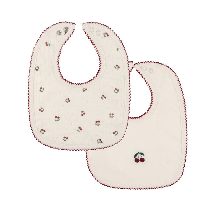 Ivory/Red Cherry Print Collection - 2 Pack Bib
