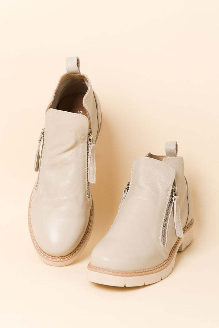 Clara Grey Leather Zip Boot