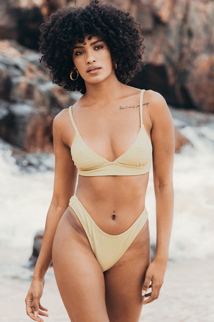 swimwear byron bay, australian swimwear, australian bikinis, high waisted bottoms, yellow high waisted bottoms, sustainable swimwear australia, australian swimwear brands, Australian swimwear boutique, australian swimwear boutique, recycled swimwear australia, swimwear boutique online, yellow bikini,