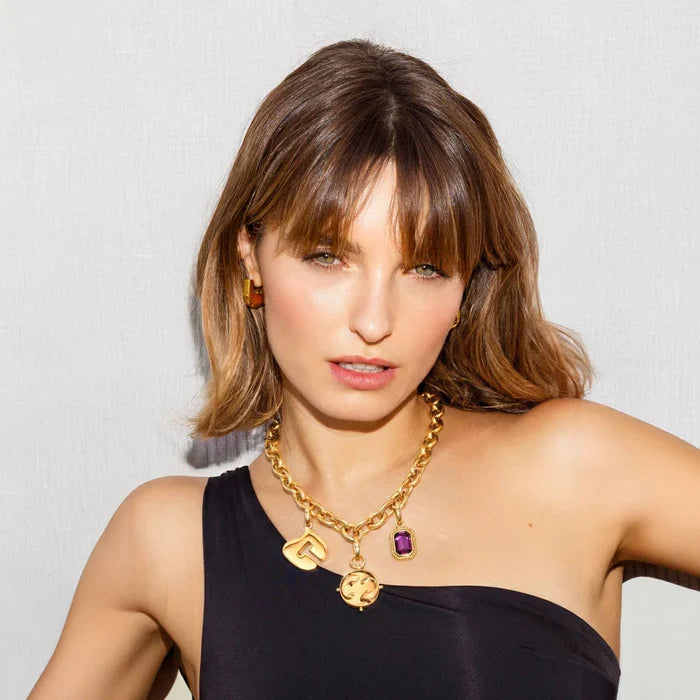 Coluri Charm Necklace Thick Gold Chain