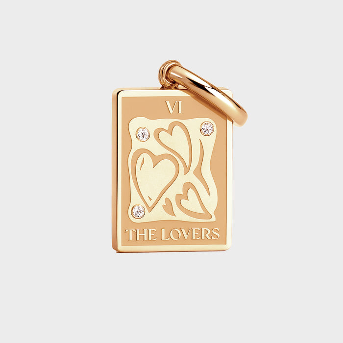 Coluri The Lovers Tarot Double Sided Gold Charm