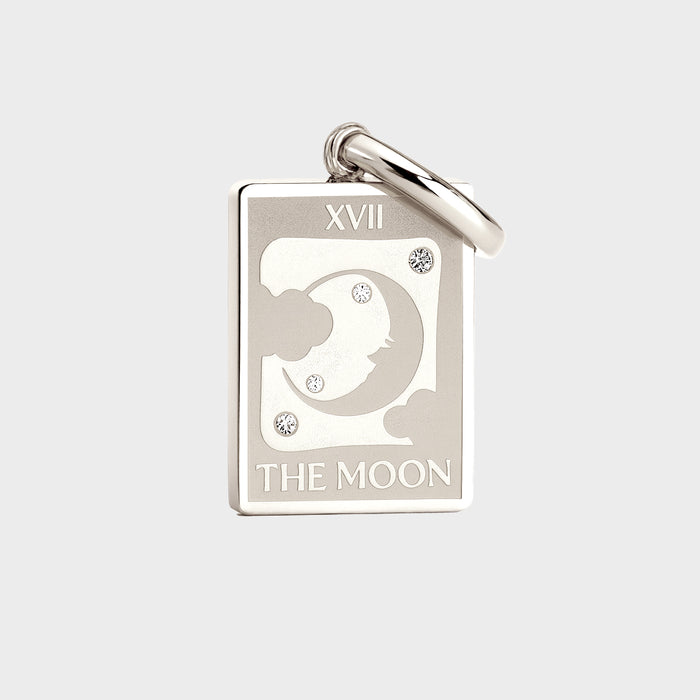 Coluri The Moon Tarot Double Sided Silver Charm