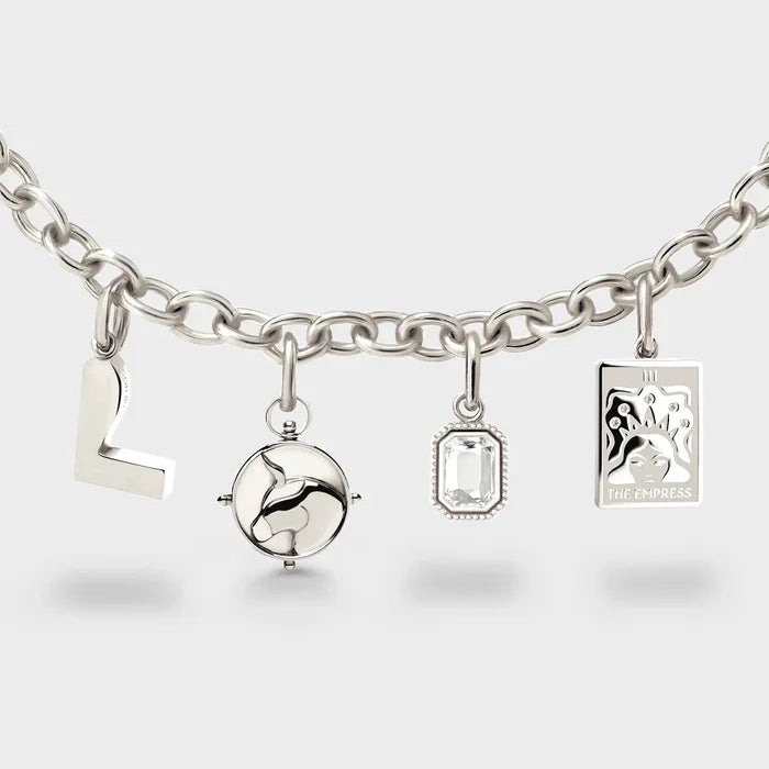 Coluri The Moon Tarot Double Sided Silver Charm