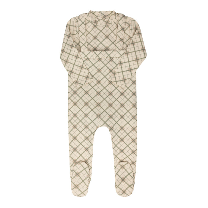 Cotton Plaid Print Collection - Bodysuit + Overalls