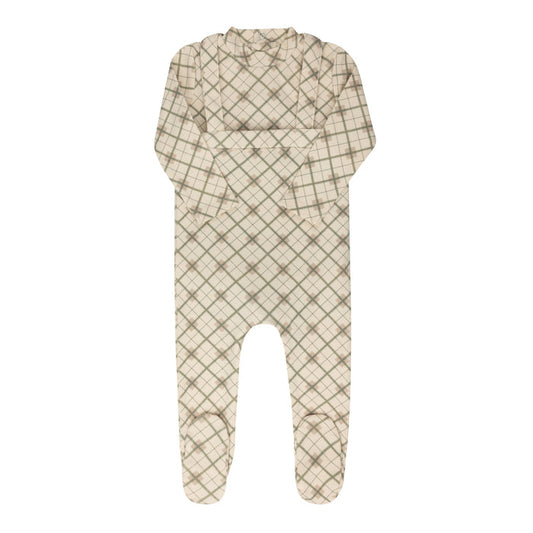 Cotton Plaid Print Collection - Bodysuit + Overalls