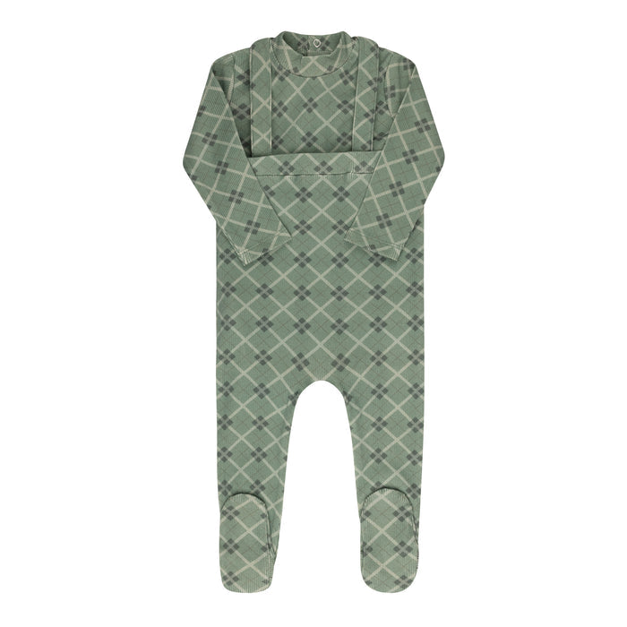 Cotton Plaid Print Collection - Bodysuit + Overalls